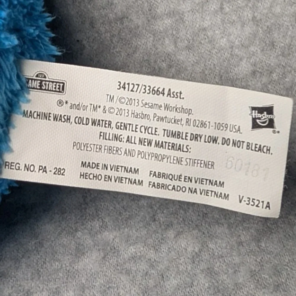 Hasbro Cookie Monster Plush Toy Kids Blue 2013 Sesame Street